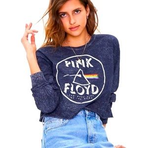 Pink Floyd 1973 Tour Long Sleeve T-Shirt Women’s M/L Cropped Acid Wash